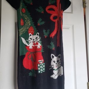 Christmas Cat Sweater Dress